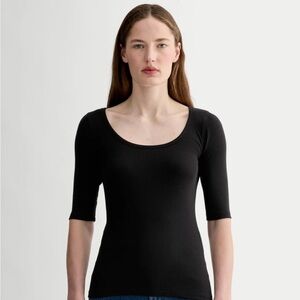 Everlane xxs Black Ribbed Scoop tee